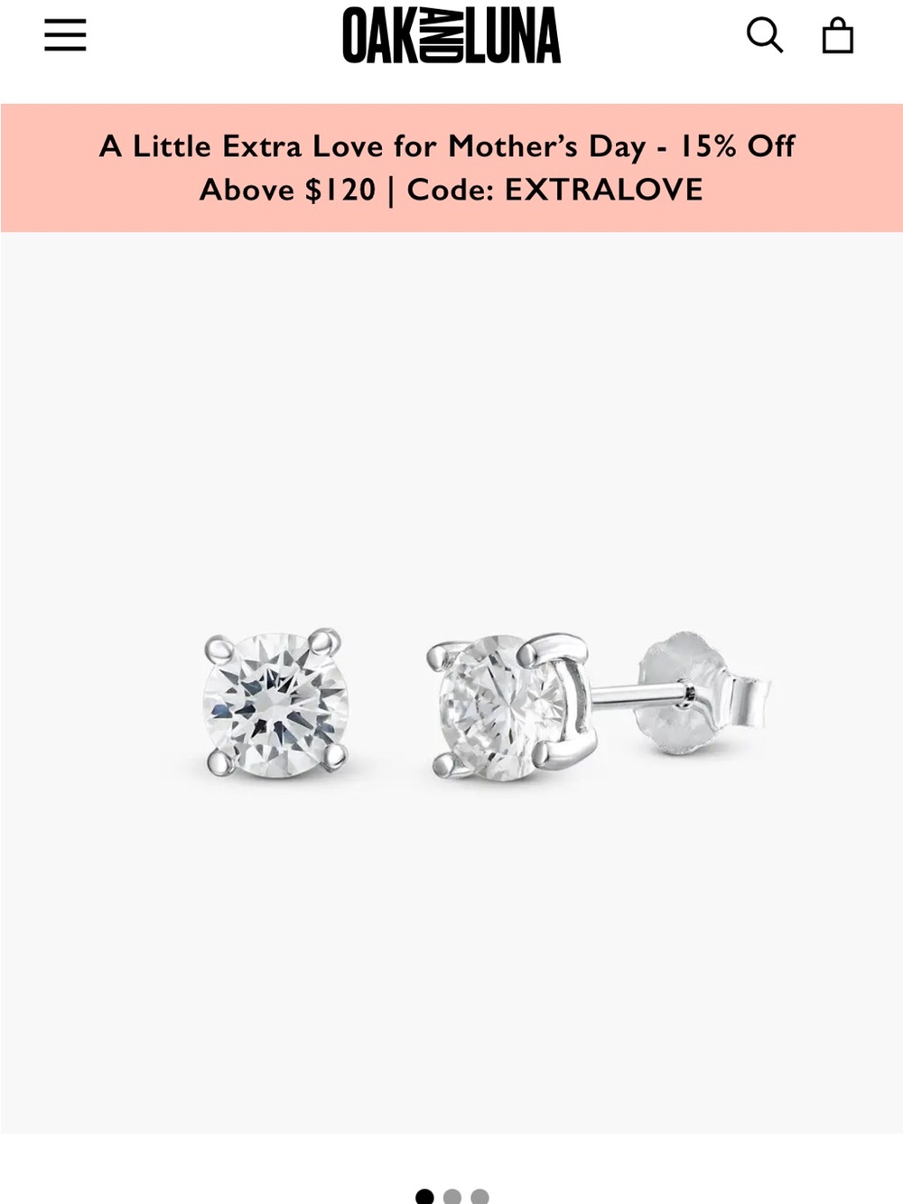 Oak & Luna Silver Clear Cubic Zirconia Stud Earrings